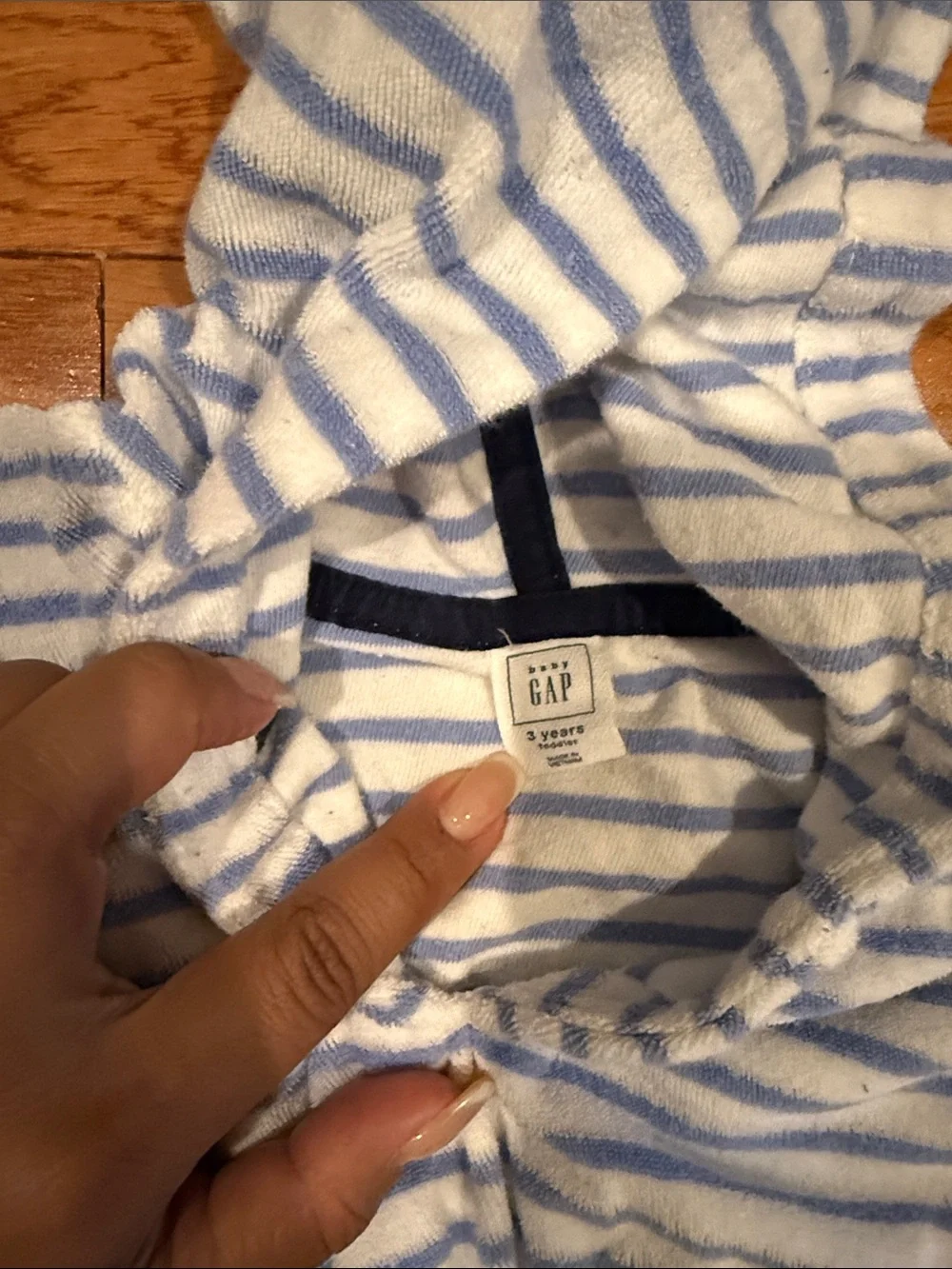GAP Kids Blue and White Striped Hooded Swim Coverup